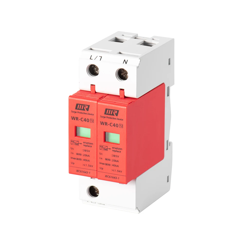 WR-C40 GPS AC 275/385V 20KA 40KA Thunder Arrester Surge Protectors SPD For Lighting System