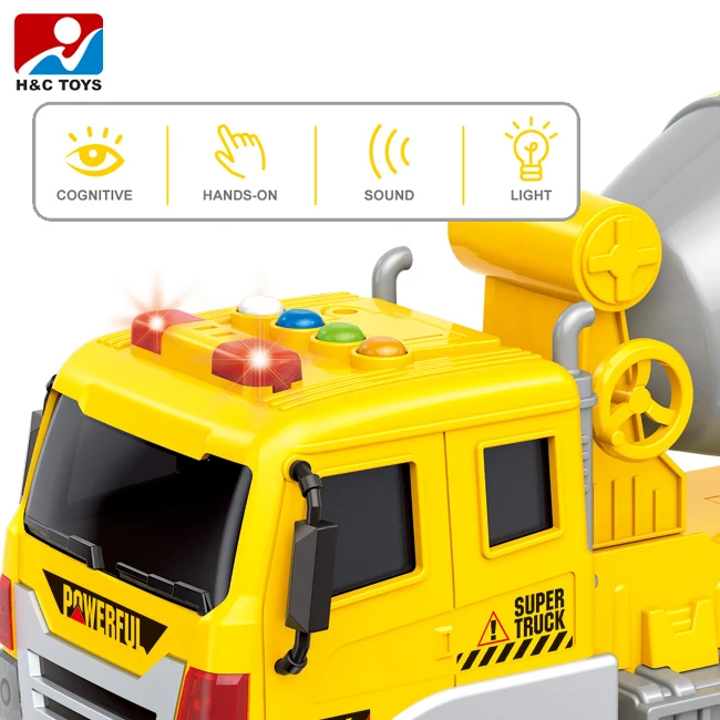 Simulation agitator truck 1:16 inertial engineering truck toys friction plastic electric mixer car toy
