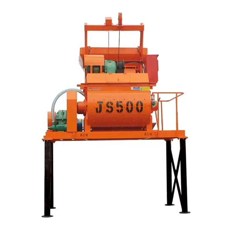 Customized Js500 concrete mix machine with lifting ladder JS500 automatic cement concrete mixer with weighing scale and hopper