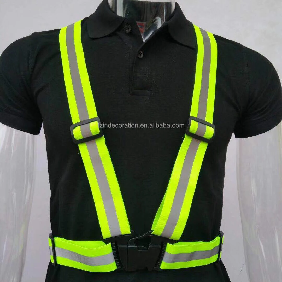 High Visibility Protective Safety Reflective Vest Belt Jacket Night Cycling Reflector Strips Cross Belt Stripes Adjustable Vest
