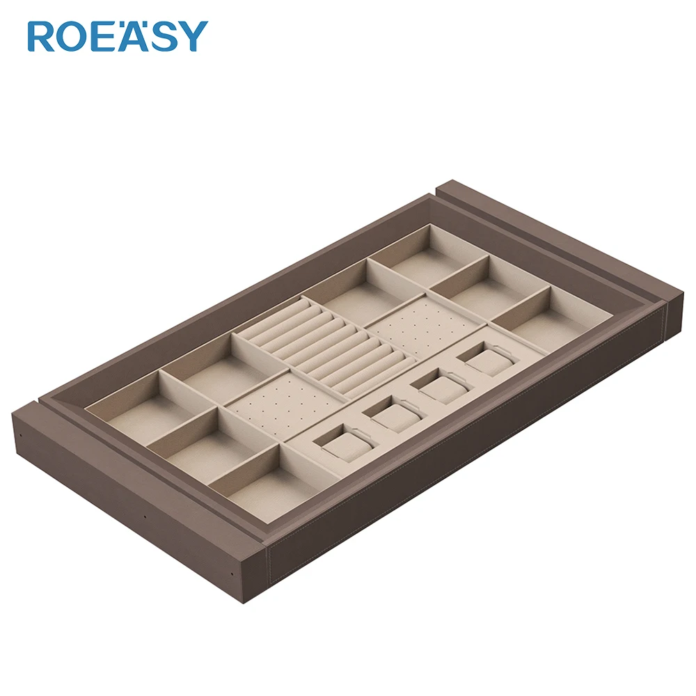 ROEASY Pull Out Jewelry Tray Box Luxury Jewelry Storage Organizer Wardrobe Ornaments Drawer Tray