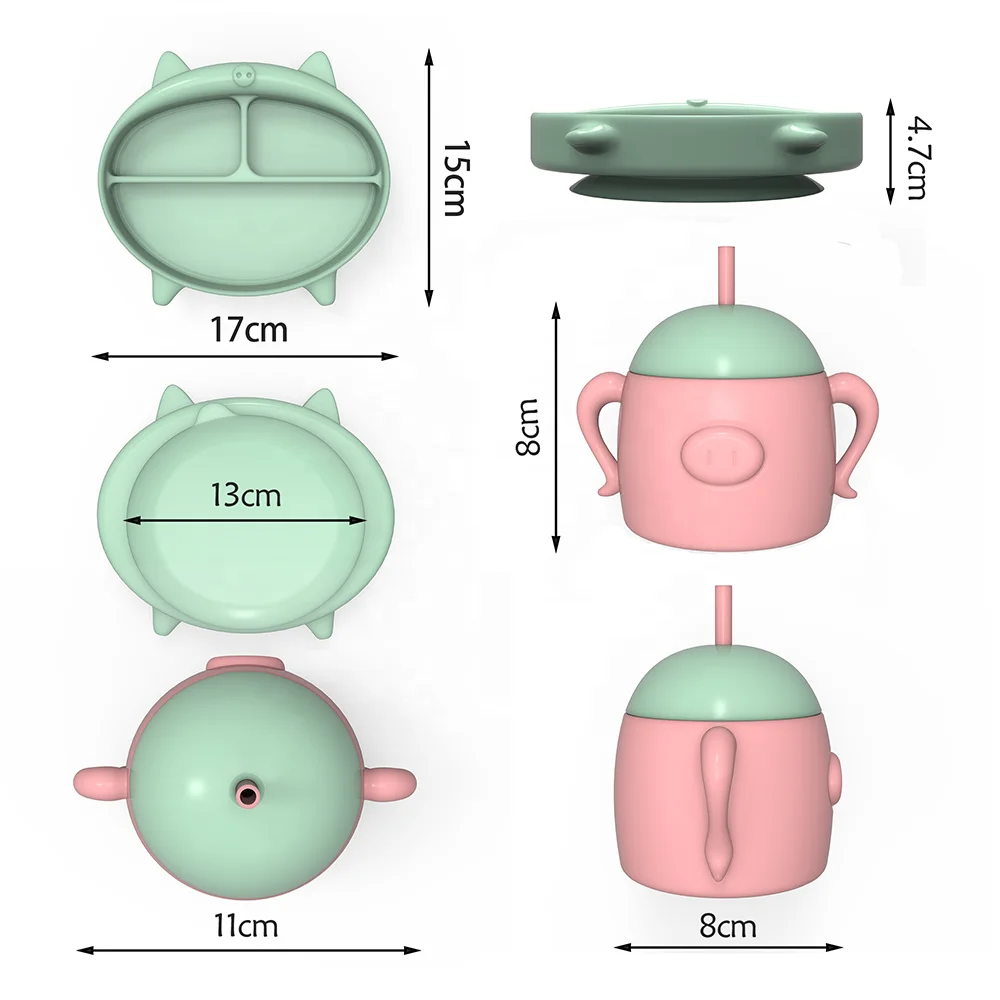 MHC оптовая продажа товары для кормления детей Силиконовый Набор миска крышка ложка