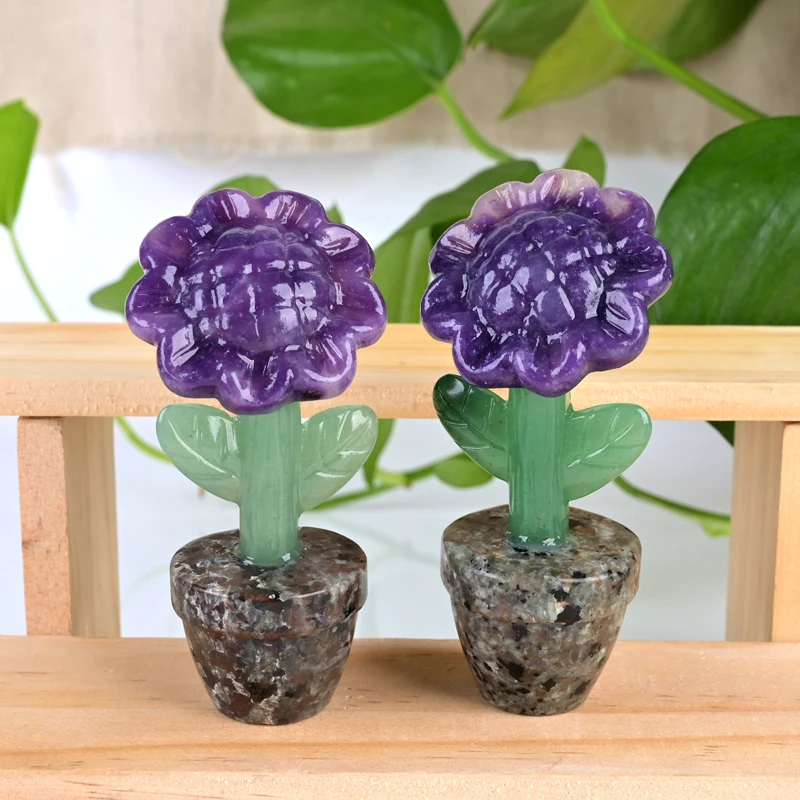 Wholesale crystal sunflower. Natural hand-carved rose quartz flower. For home decoration and as a gift