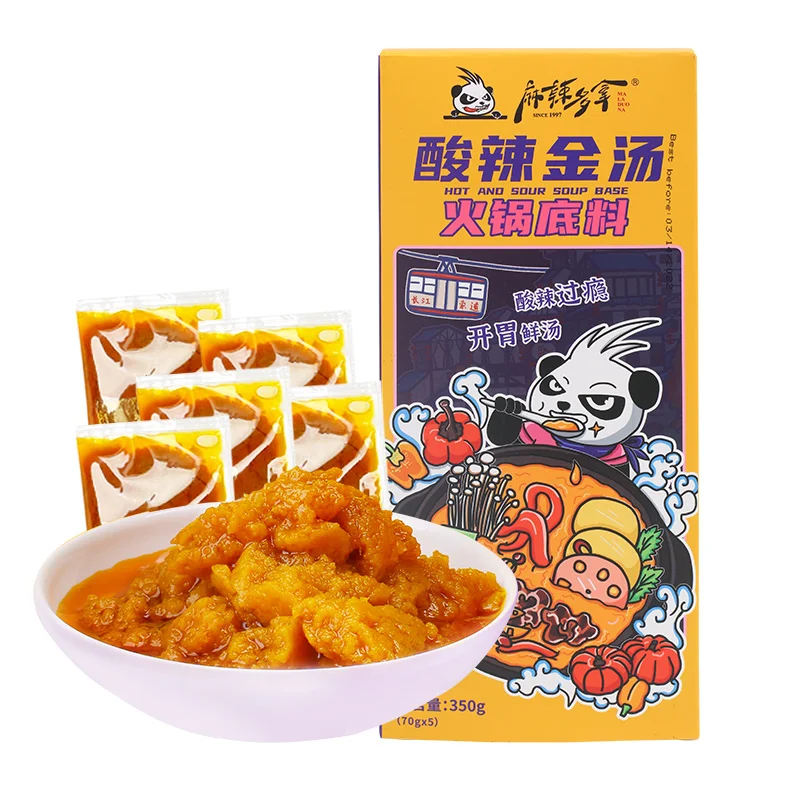 
Factory Price Delicious Instant Spicy And Sour Flavor Hotpot Seasoning Soup Base In Packets 350g 