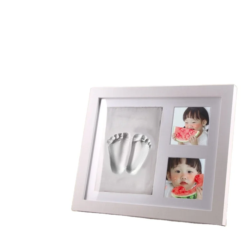 Diy Wooden Photo Frame for Newborn Baby Hand and Footprint Inkpad Hundred Days Album Pet Memorial Gift Baby Souvenir