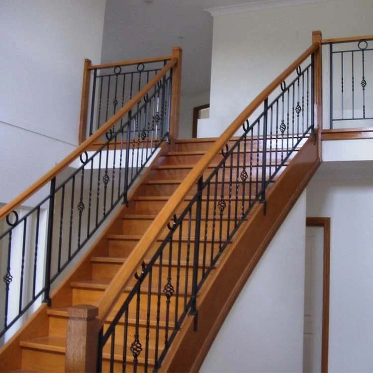 VIKO Indoor Solid Wood Wrought Iron Railing Stairs