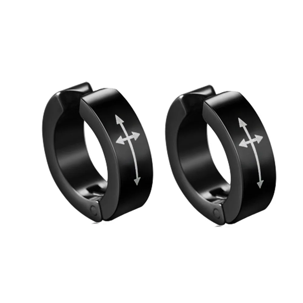 Mens Long Earings Stainless Steel Earrings Men Stud Chain Clip Dangle Punk Earrings For Men Black