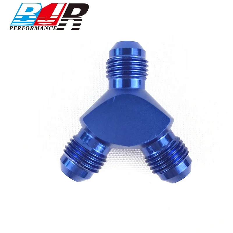 BJR Car Modification Parts Aluminum AN6 Y Adapter AN Male Flare Union Fuel Hose Fitting Connector