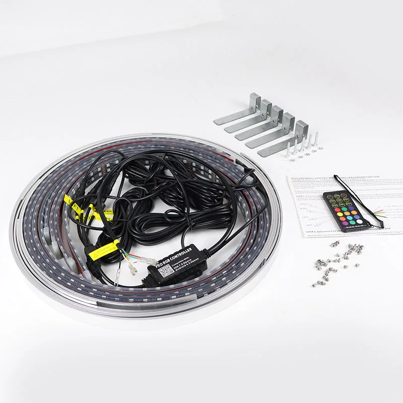 Double Row Dancing Chasing rgb LED Wheel Ring Light Kit Adjustable 14-18in Dia W/Turn Brake signal Lights for Truck Car Jeep UTV