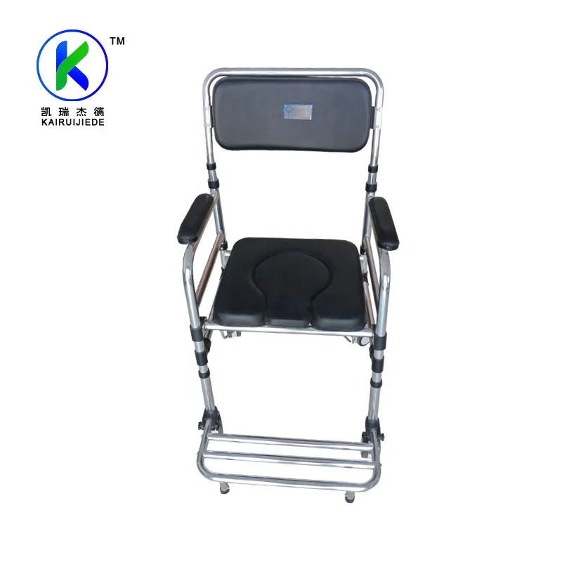 Portable Folding Commode Toilet Chair With Wheels for Elderly