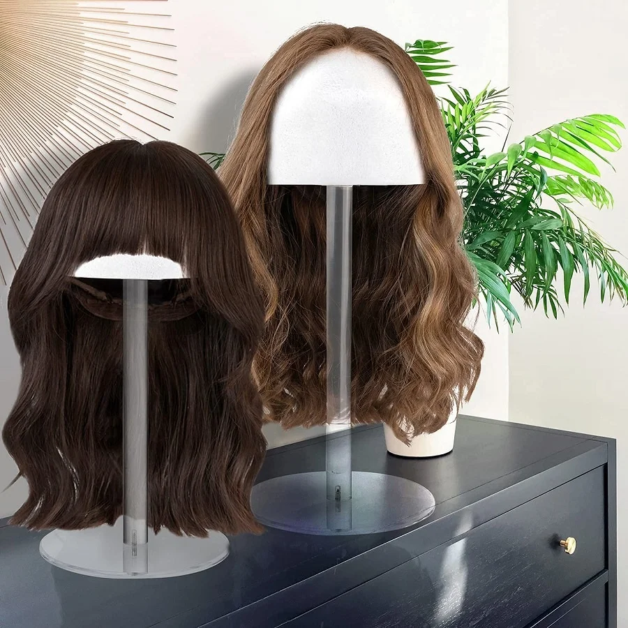 Judaica Lucite Wig Head on Desktop