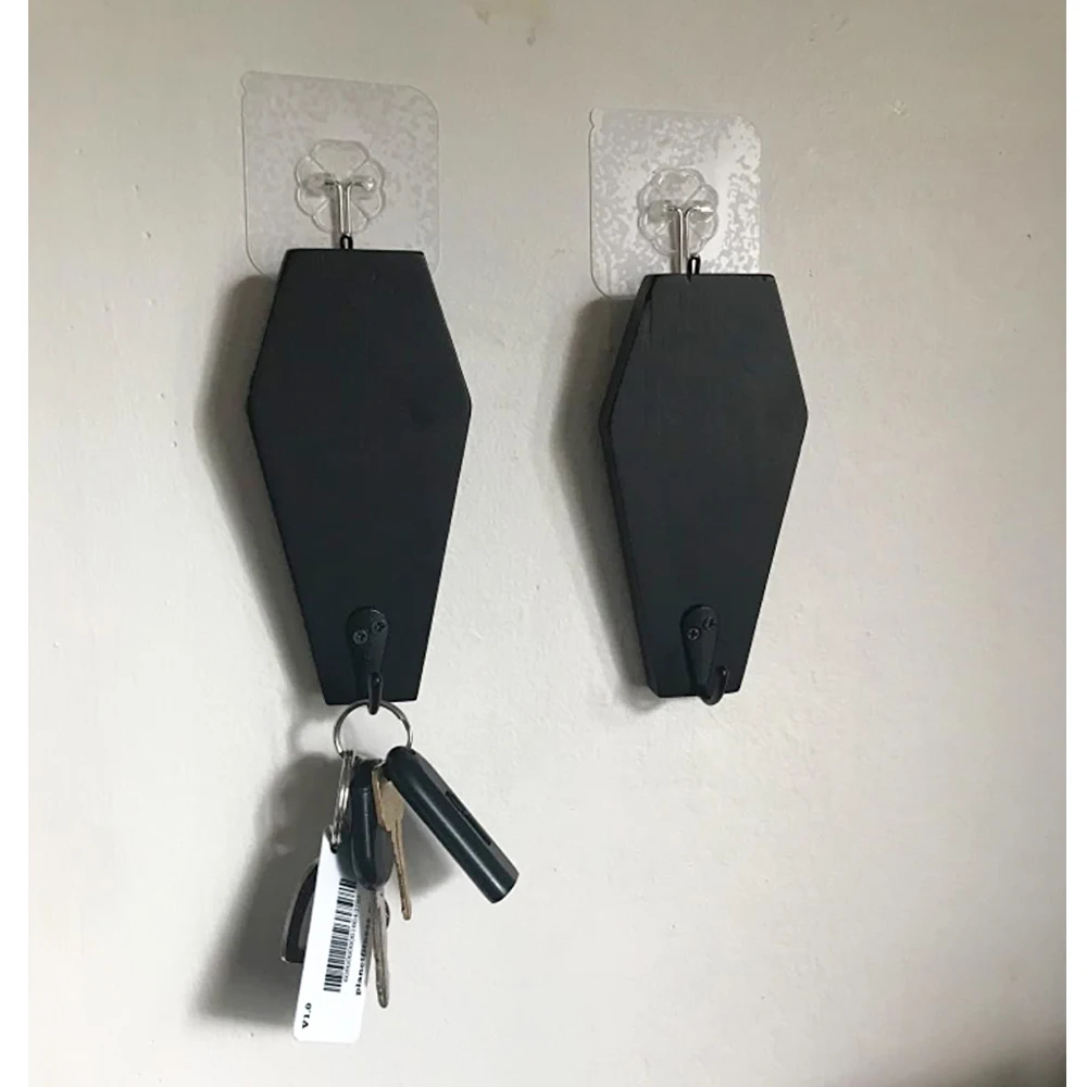 Деревянный черный держатель для ключей в гробе готический Настенный декор деревянные крючки настенная стойка кофейных кружек