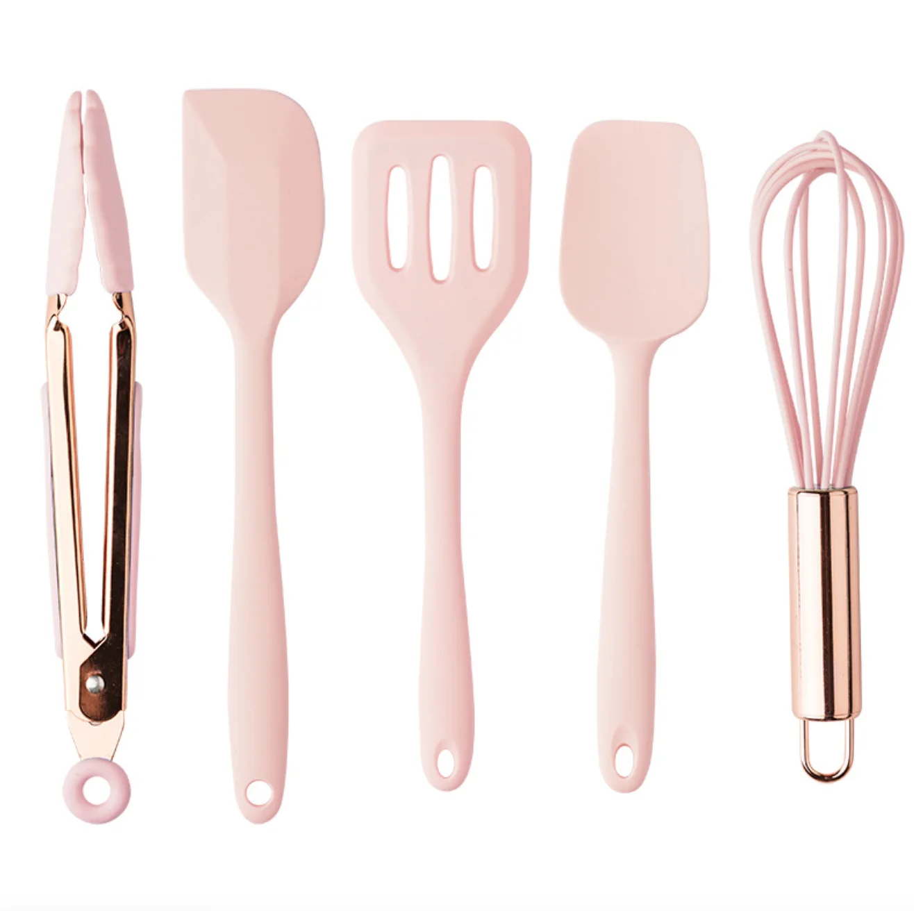 
2021 Hot Sale 5 Pcs Pink Silicone Bread Baking Pastry Tools Utensil Set For Children Cooking 