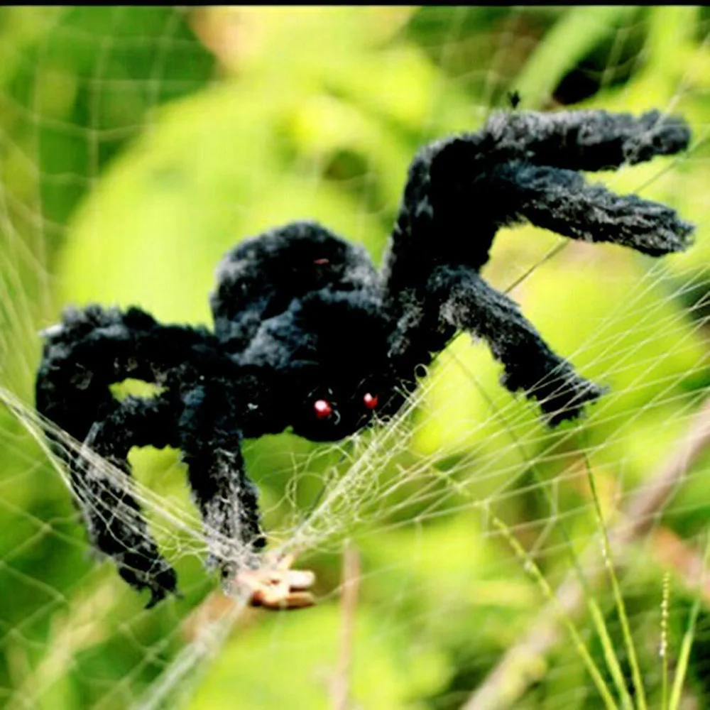 30cm-200cm Super Big Plush Spider Black Scary Giant Realistic Fake Hairy Animal for Party Halloween Decorations