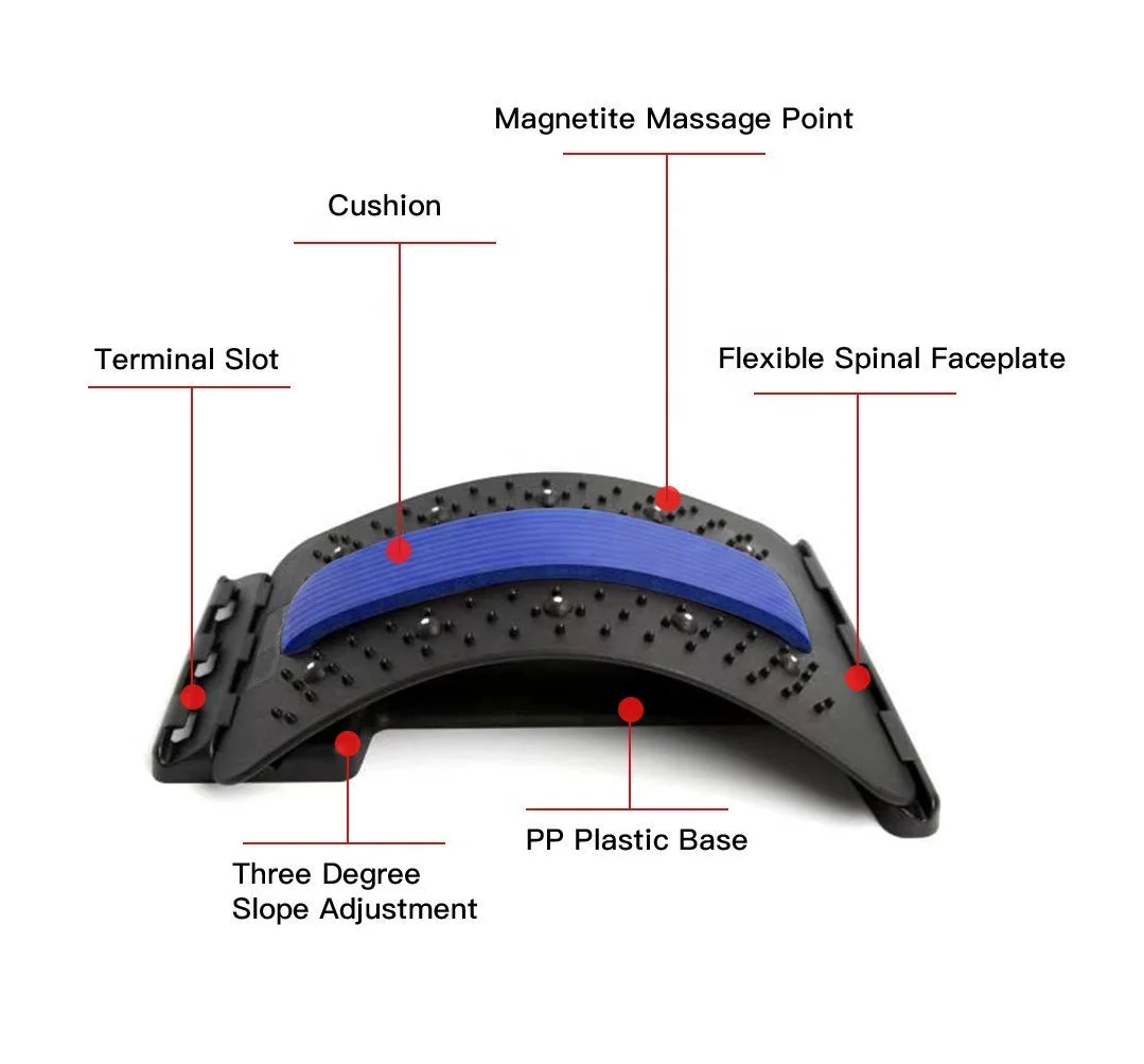 Adjustable magnetic acupressure chiropractic muscle spine lumbar massager neck back cracker for pain relief