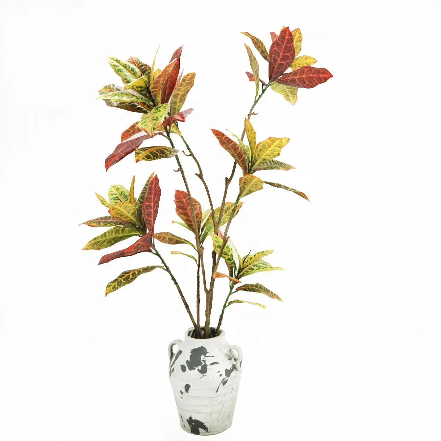 Good quality 122cm high faux croton tree with pot for indoor decoration