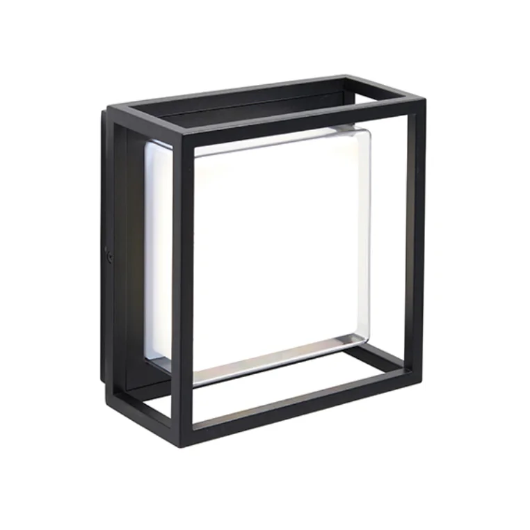 modern aluminum ip44 matte black pc shade square led outdoor wall lights exterior wall mounted