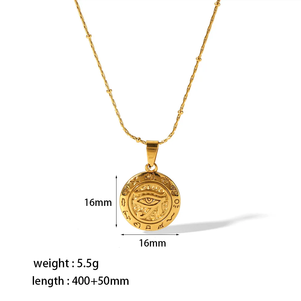 N1739 18K PVD Clavicle Chain Necklaces Stainless Steel Accessories Buddha hand Peach Heart CZ Evils Eye Pendant Necklace