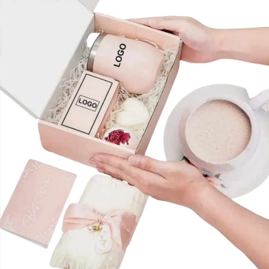 OEM Custom Spa Birthday Aromatherapy Gift Stainless Steel Tumbler Scented Candle Handmade Soap Bath Bombs Kit for Women Gift
