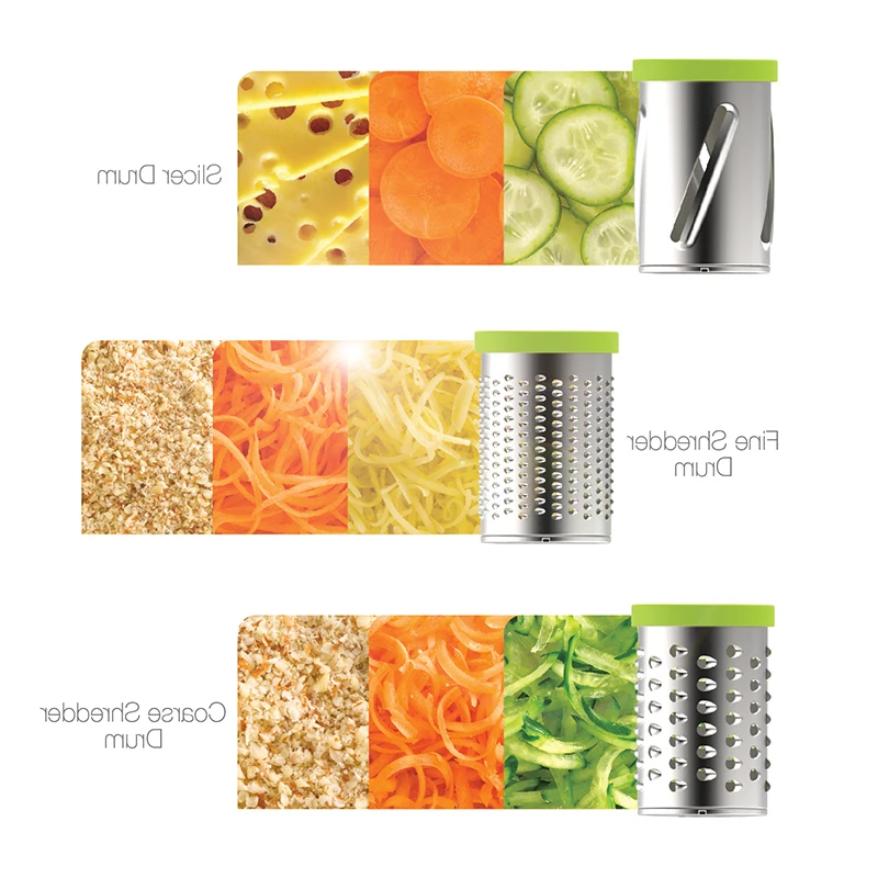 Best New Models Quick Green Hand Operated Mandoline Vegetable Cutter Rotary Cheese Grater