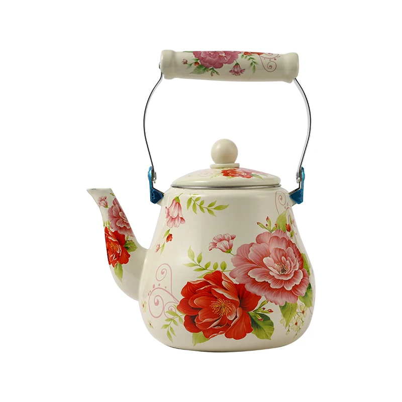 Enamelware 2.7L Hot Sale Wholesale  pear shape kettle  enamel Teapot white coating Cast Iron Enamel coffee pot