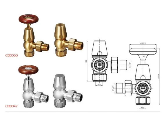 Traditional Angled Heated Towel Rail Radiator Thermostatic Valves Cast Iron Radiator Valve