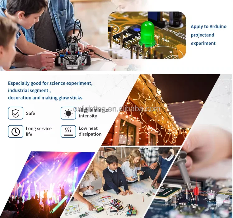 3mm 5mm 10mm Round  Red Blue Green Yellow White Warm White Multicolour Pre Wired LED Emitting Diode Light Bulb Beads With cable