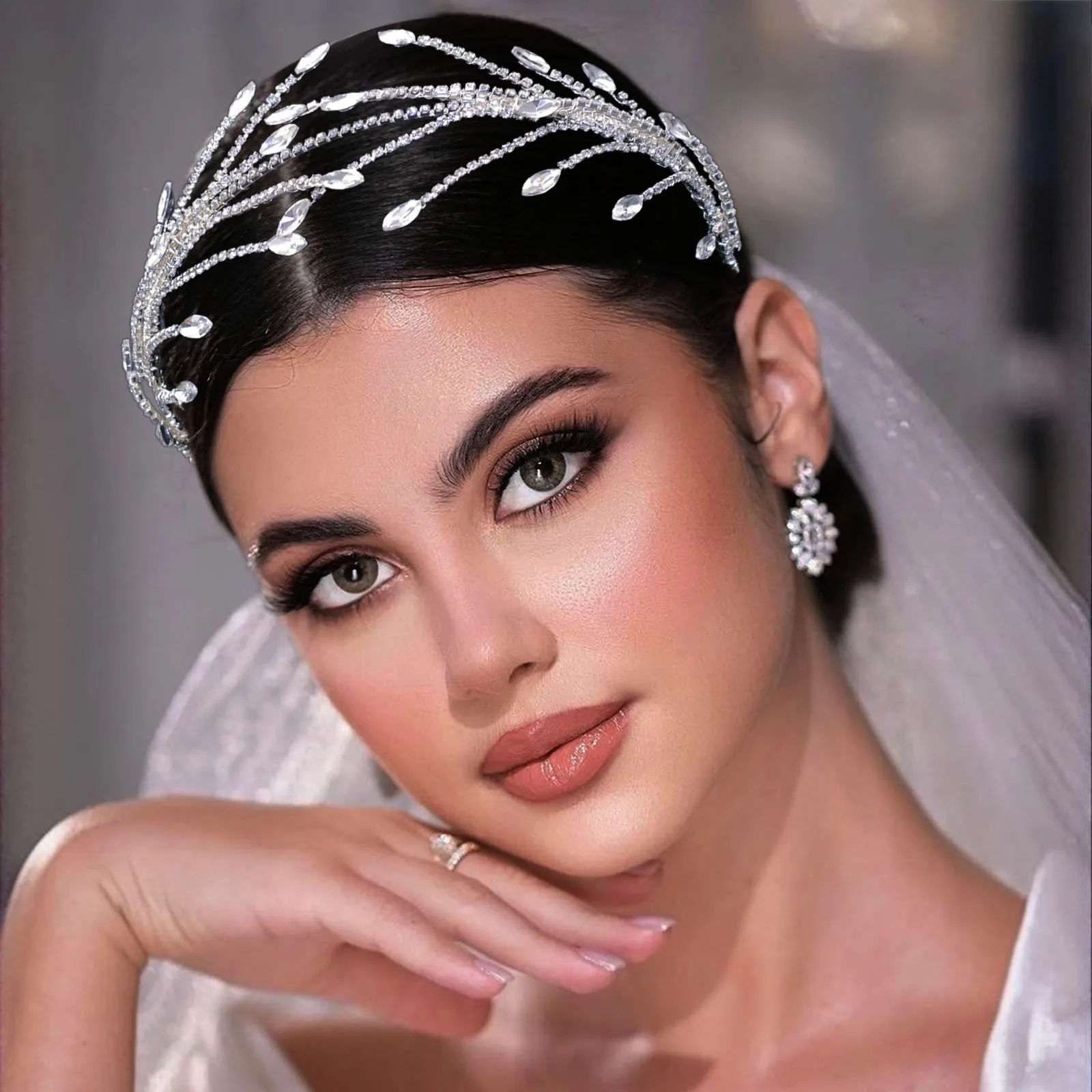 Bride Rhinestone Crystal Headband Headpiece Hairband Bridal Wedding Tiaras Crown Hair Accessories Hair Jewelry