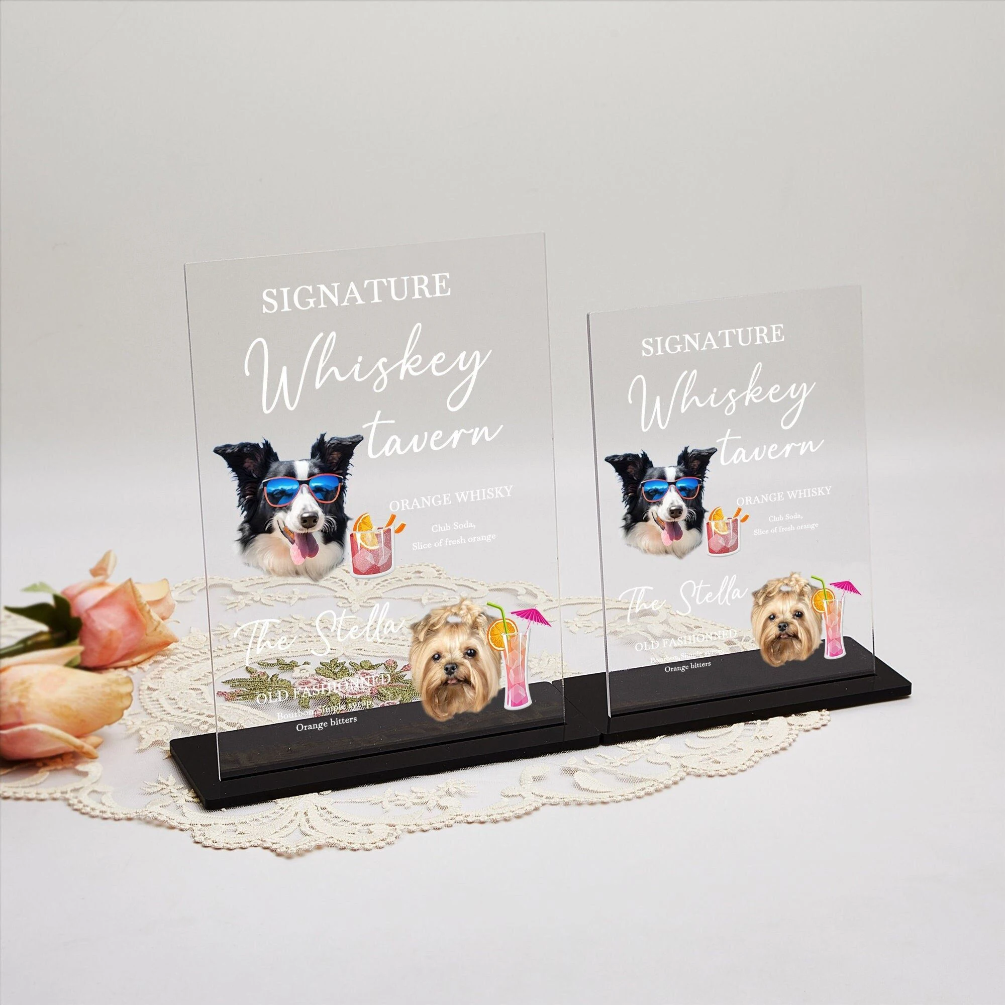 Dog Signature Drink Cocktails Acrylic Sign Dog Acrylic Cocktail Menu