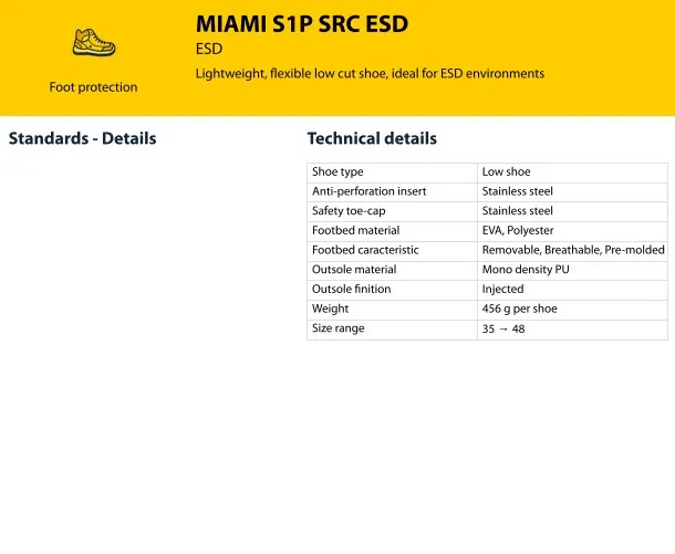 Deltaplus MIAMI ESD Chaussure De Securite Working Lightweight Steel Toe Work Safety Shoes For Engineers