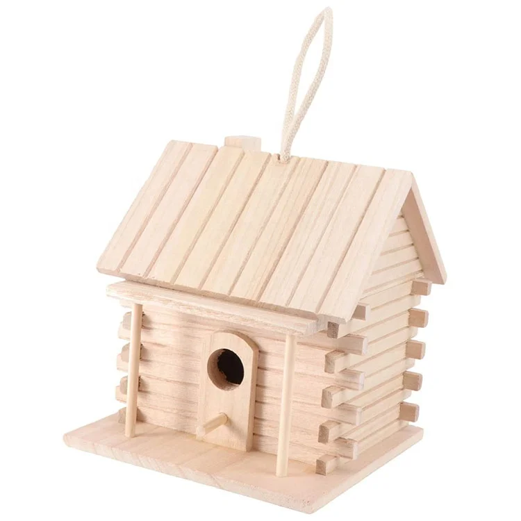 hot sales wholesale natural Wooden Hanging Decorative Nest Box Bird House for Outside Garden Patio