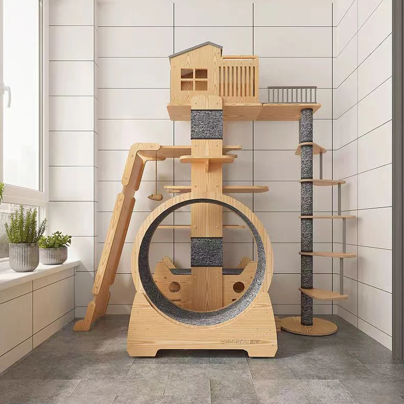 Solid Wooden Modern Concise Style Cat Furniture Wooden  Cat Tree