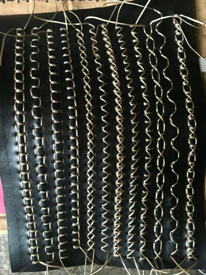 SOGUTECH ornamental moccasin leather shoes double needle sewing machine