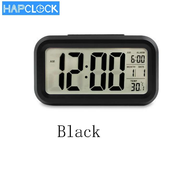 Smart with Day Date Temperature Alarm and Backlight Desk Table Clock with Snooze LCD Travel
