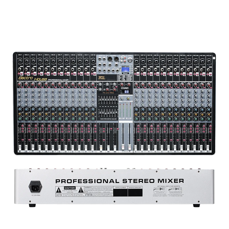 Professional Sound Mixer 24 Channel Mono 48V USB Audio Mixer Stage Equipment Digital Console