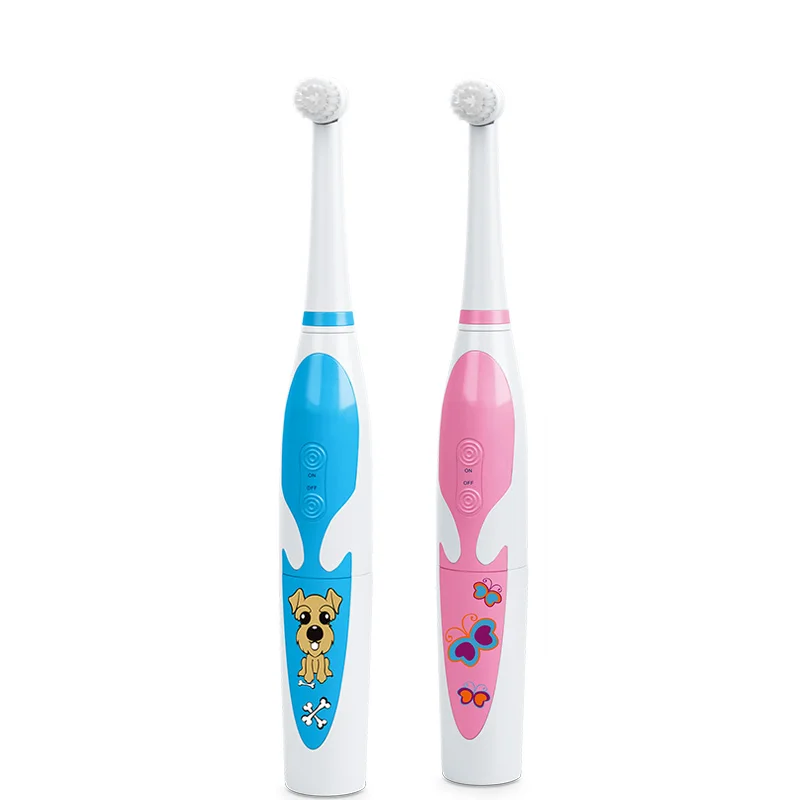 T2207 Musical 360 Rotary OEM Custom Cheap Battery Powered Cartoon Dog Butterfly Children Electric Toothbrush