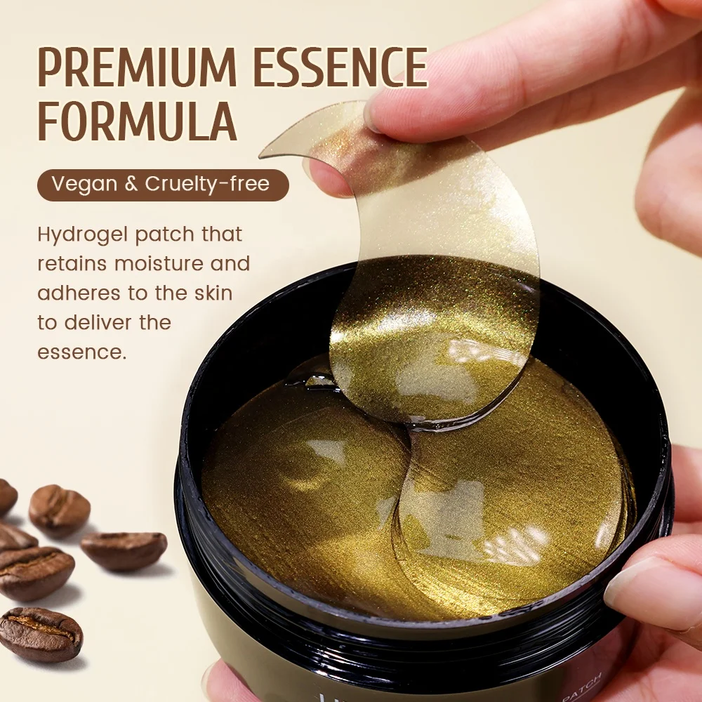 Private Label Lighten Dark Circles Fine Lines Wrinkle Eye Bags Hydrogel Vegan Caffeine Under Eyes Patches