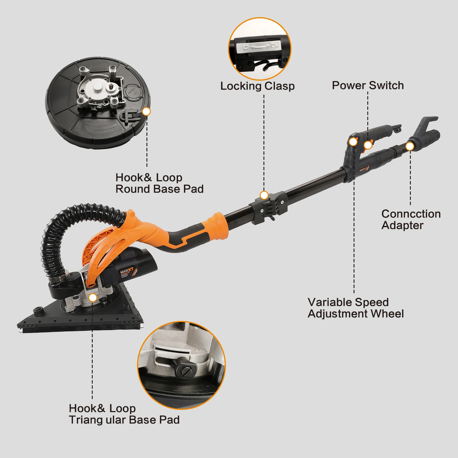 MAXXT 600W 225MM Professional High-efficiency Electric Drywall Sander Lijadora De Pared Y Techo