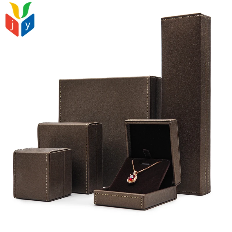custom black white pu leather ring jewelry box necklace set jewelry box with logo