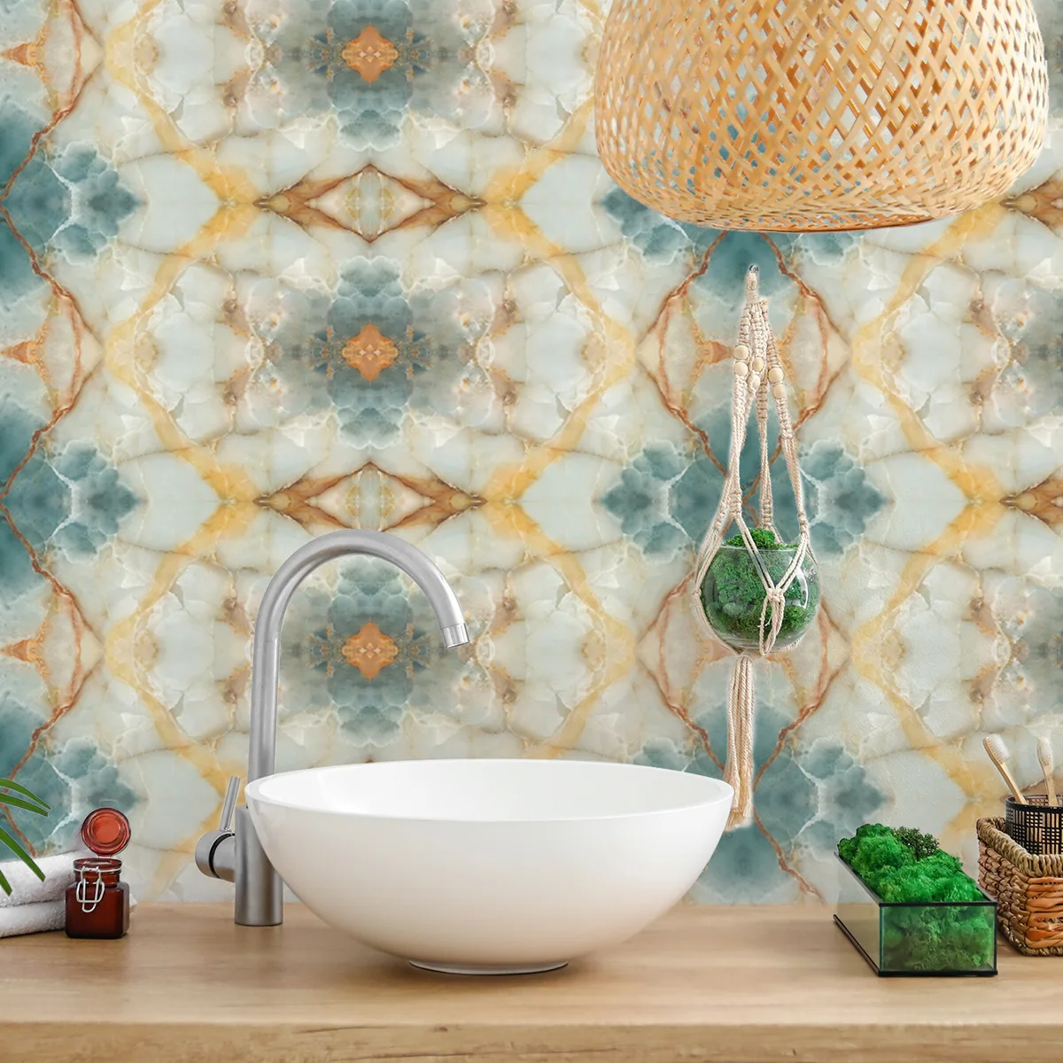 Modern simple marble tiles sticker bathroom wall pasted self-adhesive hot selling pvc tile wall sticker with low price
