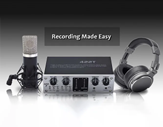 Now Hot Selling Professional Recording Bundle with condenser mic,headphone, External Sound Card for Computer phone 2 Microphone