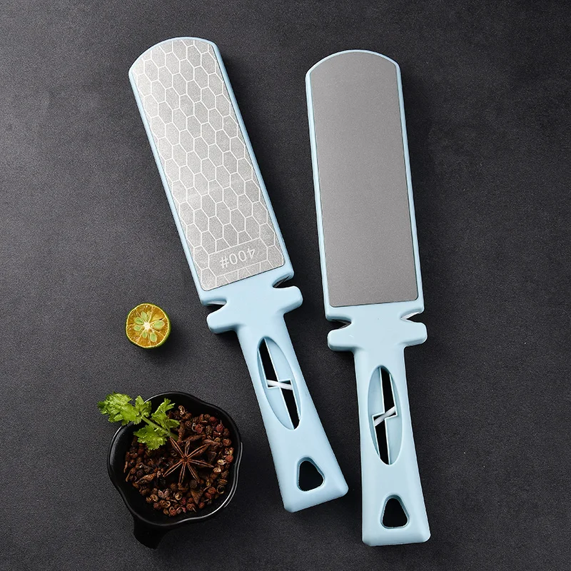 Household Portable Pink Blue Emery Double-sided Five-use Quick Knife Scissors Sharpener Top Quality Diamond Kitchen Gadget