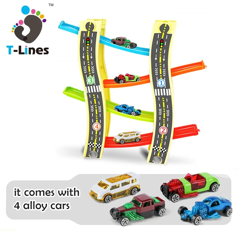 Hot Design Educational DIY Alloy Car Toy Racing Car Wheel Withe Track Glider Ladder For Kids