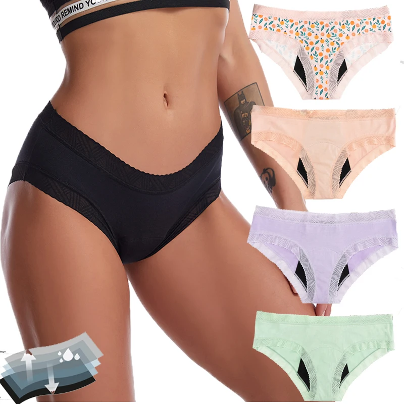 LEVEL 764 Woman cotton Period Underwear plus size four Layers Leak-proof Comfortable Breathable Period Panties