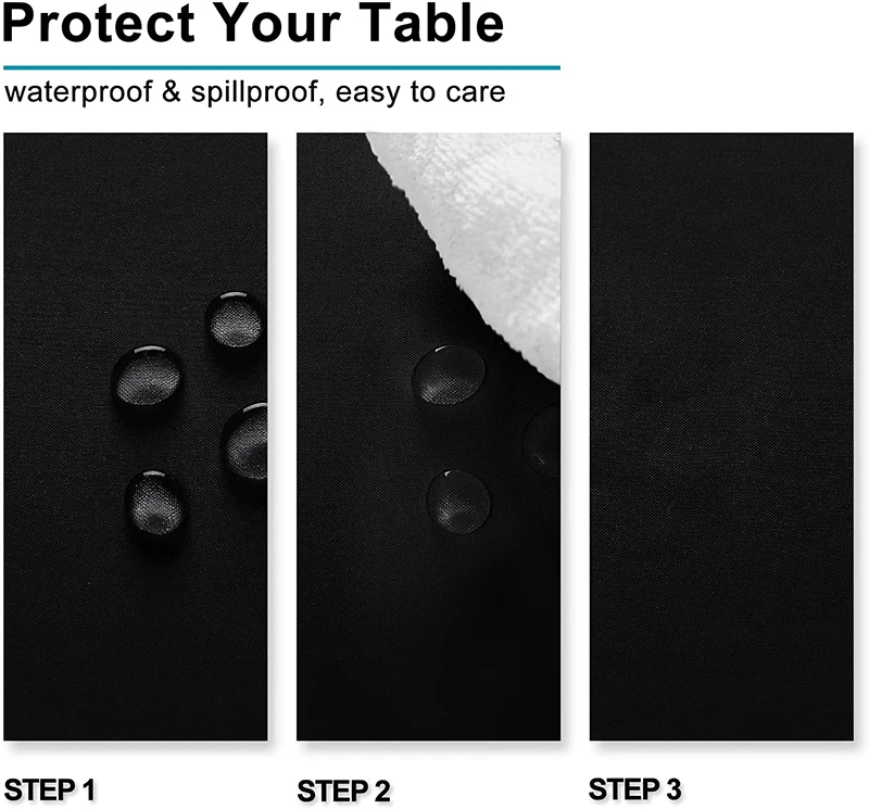 Square 6 ft Table cloth Black Rectangle Custom Table Cloth With Logo Polyester Fabric Tablecloth Wrinkle Resistant For Party