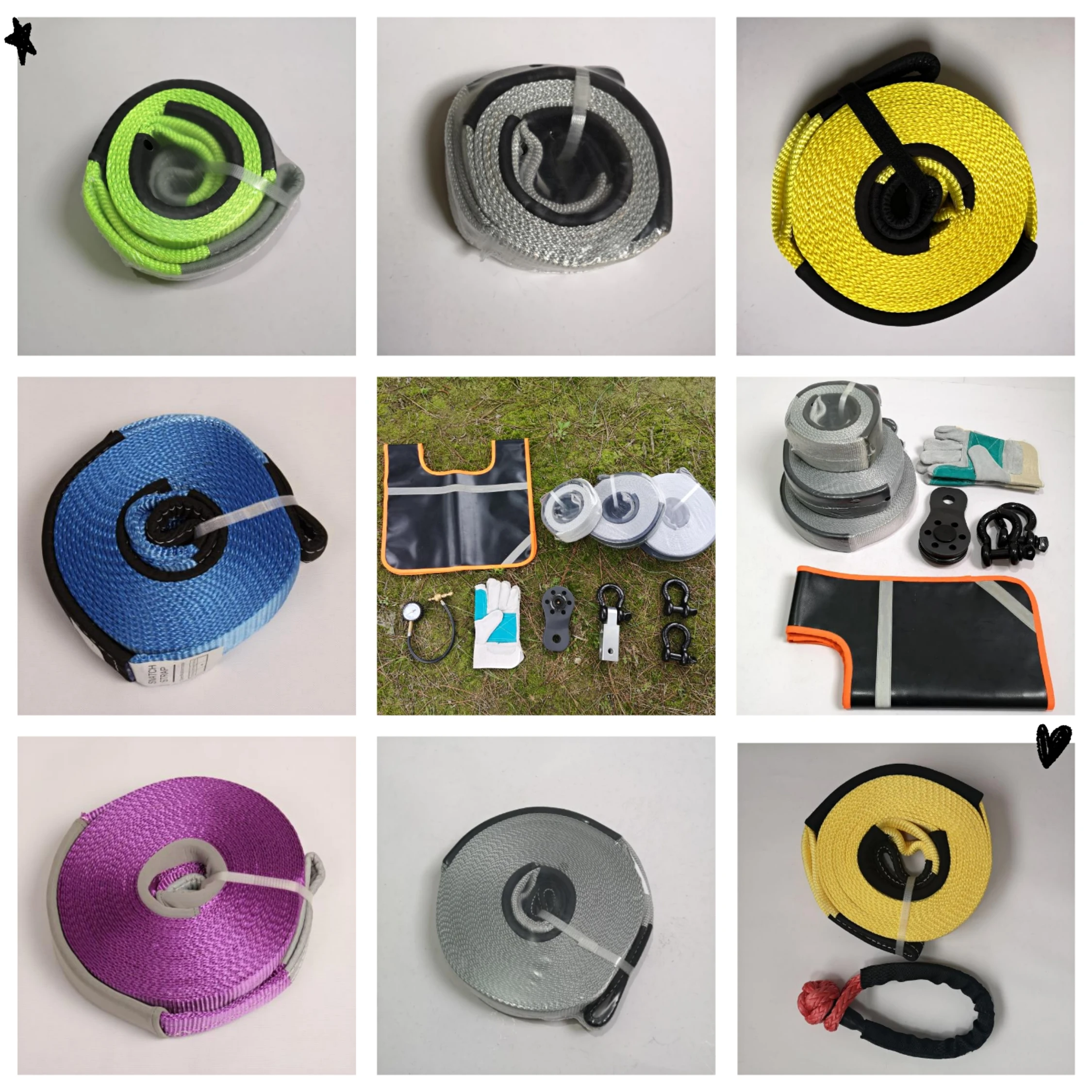 Outdoor equipment 4x4 heavy duty 12pcs Offroad Recovery Kits Snatch Strap Kit