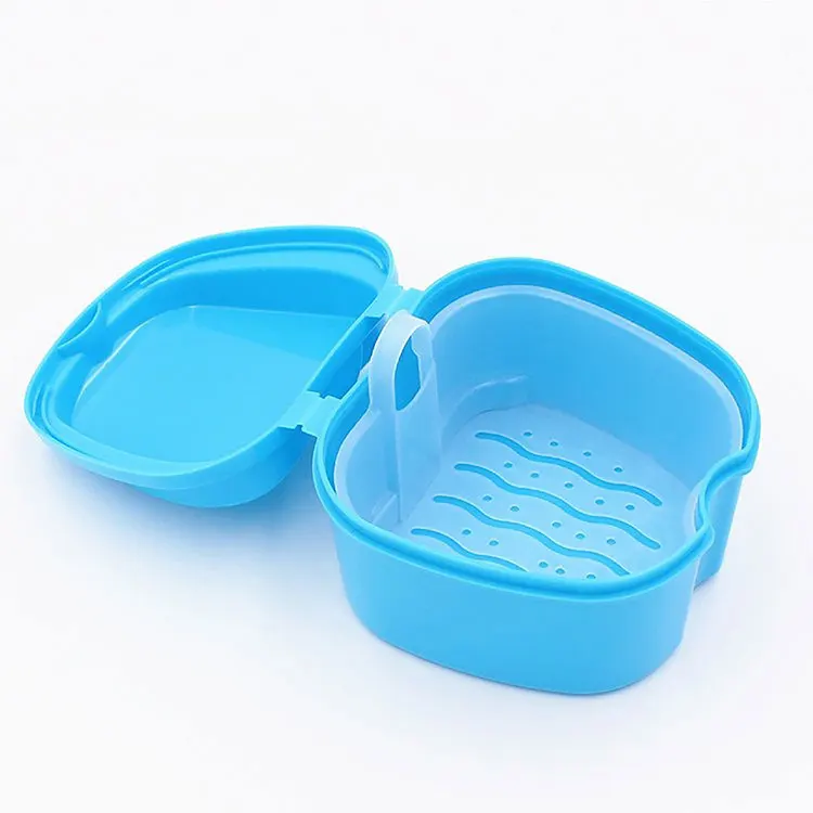 Portable Mouth Guard Case Dental Orthodontic Retainer Box Case Plastic Denture Tray Box Teeth Container Denture Box Colorful