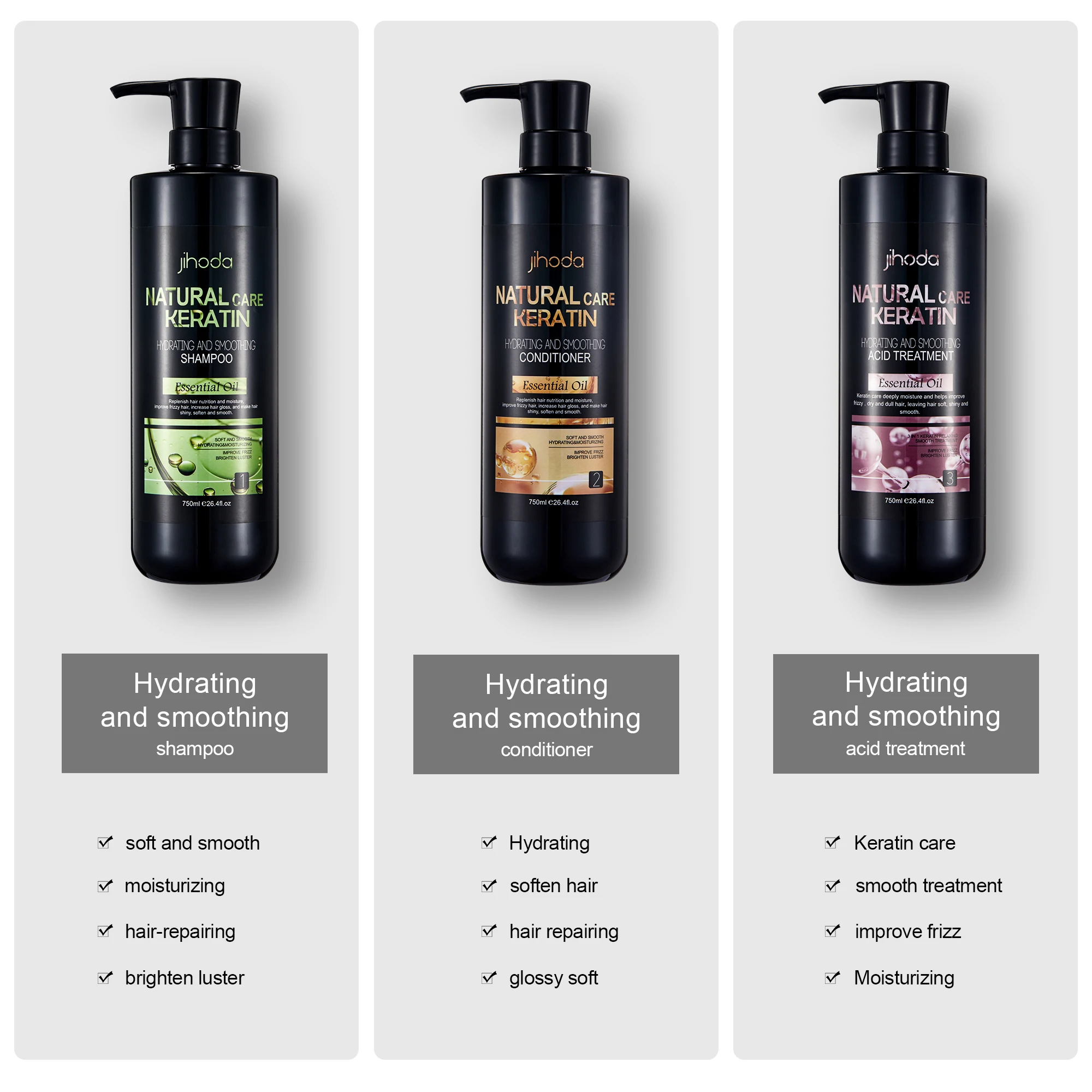 Private Label Wholesale Keratin Shampoo &Conditioner for Care for Scalp Care Repairs Dryness Make Hair Shiny and Smooth
