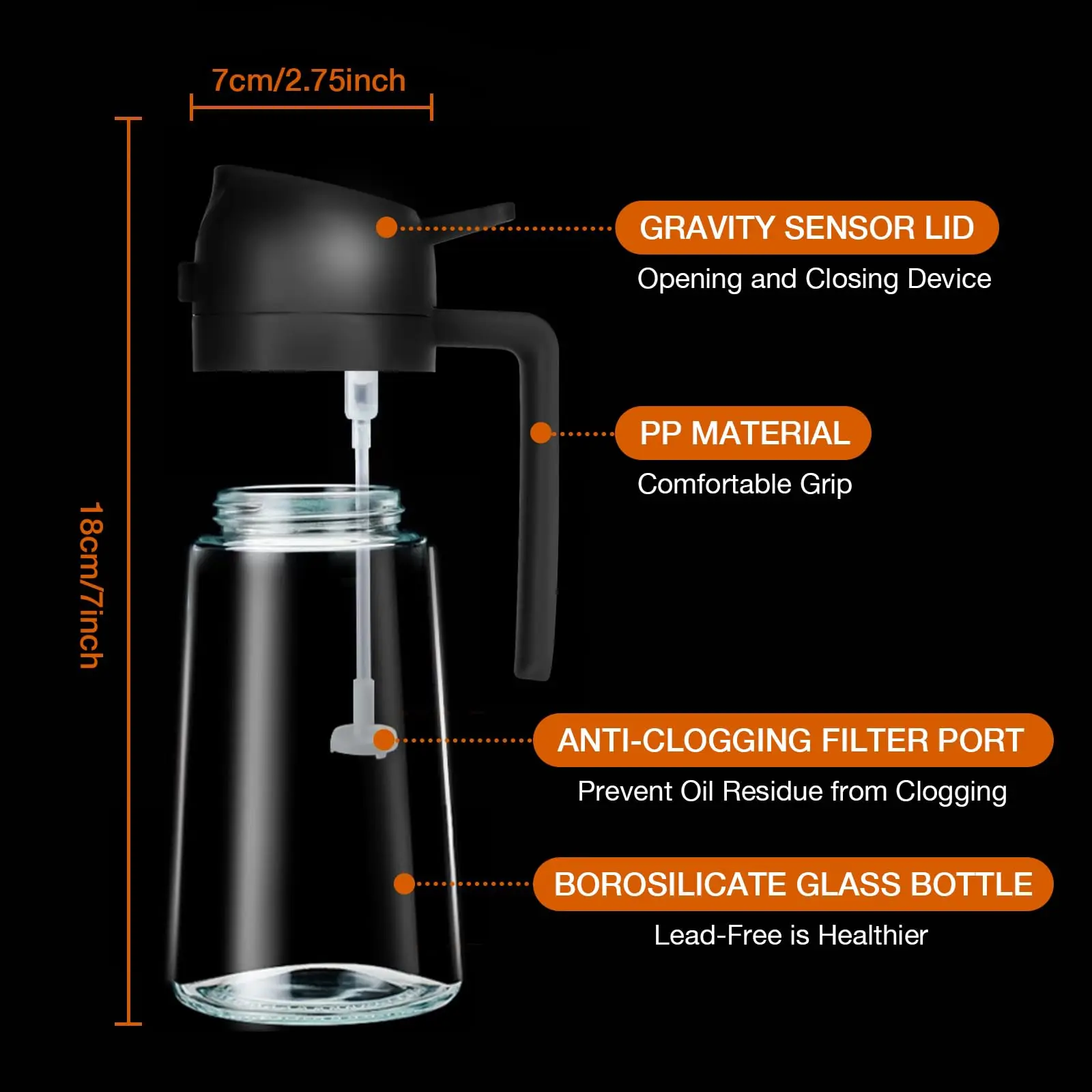 TRES new design 2 in 1 white with nozzle lid vinegar spray dispenser glass condiment soy sauce bottles olive oil bottle