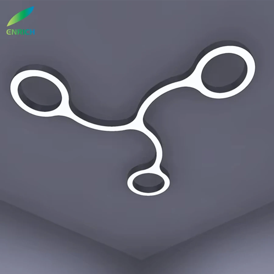 Modern Design Arquarius Cluster LED Ring Curved Profile Light Dimmable led Acoustic Panel Green Moss Fixtures